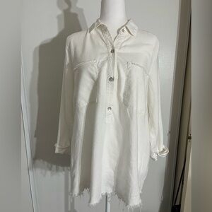 Show Me Your MUMU white Tunic Raw Hem Top Small